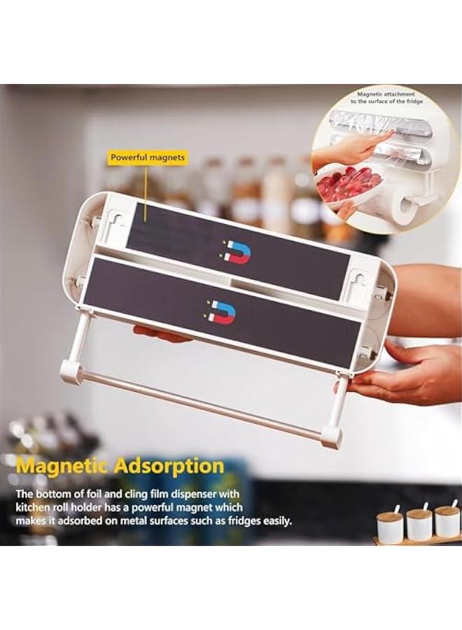 ميكسد قطاعة تغليف الطعام المغناطيسية القابلة لاعادة الاستخدام من تراسل، موزع رقائق الالومنيوم والقصدير مع قطاعة مثبتة على الحائط، قطاعة متينة لتغليف الطعام (رمادي) - Image 4