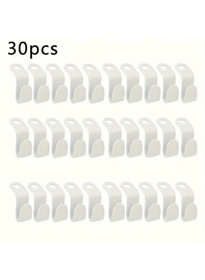 30pcs White Wall Mounted Hanger Connectors Space Saving For Clothes Towels Home Kitchen - Image 1