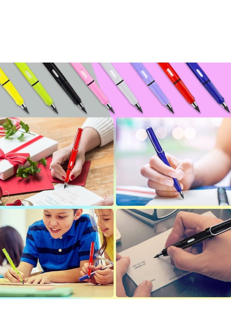 KASTWAVE 8 Pcs Inkless Pencils,Everlasting Pencil Unlimited Writing Eternal Pencil Write Smoothly Metal Inkless Pen with 8 Replaceable Graphite Nib & Eraser for Kids,Adults,Home,Office,School Supplies  - Image 4