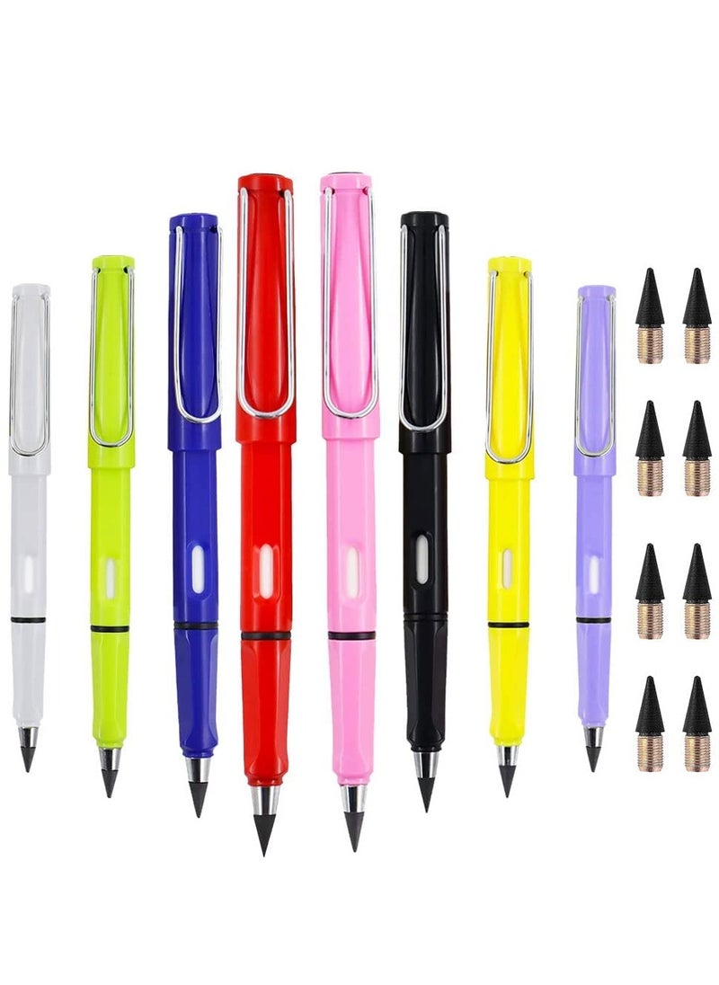 KASTWAVE 8 Pcs Inkless Pencils,Everlasting Pencil Unlimited Writing Eternal Pencil Write Smoothly Metal Inkless Pen with 8 Replaceable Graphite Nib & Eraser for Kids,Adults,Home,Office,School Supplies  - Image 1