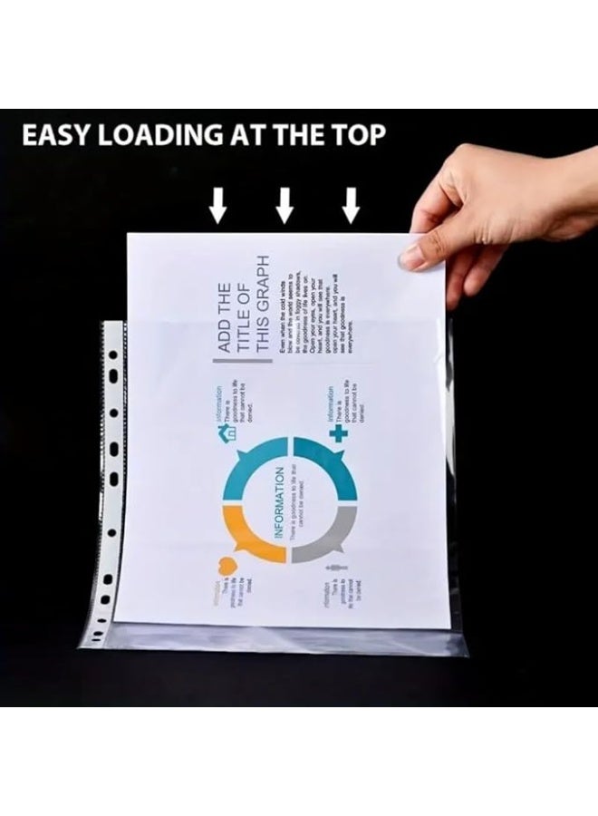 chrome 100 قطعة واقي أوراق A4 11 ثقب سمك 60 ميكرون شفاف - Image 5