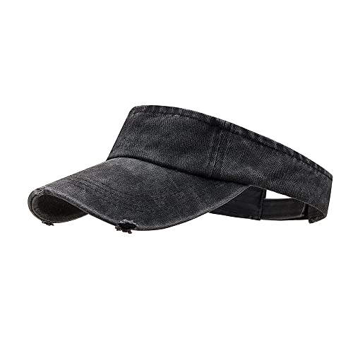 ANDICEQY Sport Retro Sun Visor Hats Adjustable Empty Top Baseball Cap Cotton Ball Caps for Women and Men (Retro Black) - Image 4
