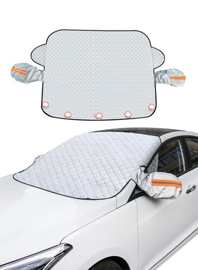 Generic Windshield Cover Car Sun Shade for Desert Weather, UV & Heat Resistant, Dustproof Magnetic Sun Protector with Mirror Covers, Anti-Theft Flaps, 3-Layer Thick Material for All-Season Use - Image 1