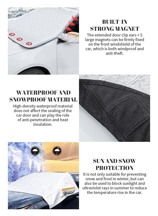 Generic Windshield Cover Car Sun Shade for Desert Weather, UV & Heat Resistant, Dustproof Magnetic Sun Protector with Mirror Covers, Anti-Theft Flaps, 3-Layer Thick Material for All-Season Use - Image 3
