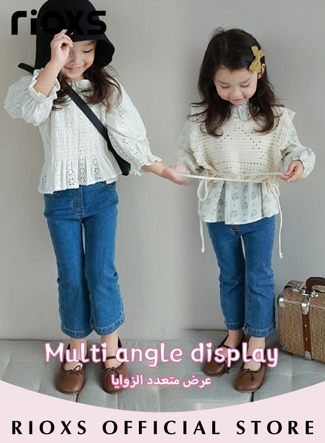 RIOXS Girls Casual Denim Pants, Fashionable Slim Fit Pants, Comfortable High Waist Cotton Jean, Ideal for Kids' Daily Activities - Image 5