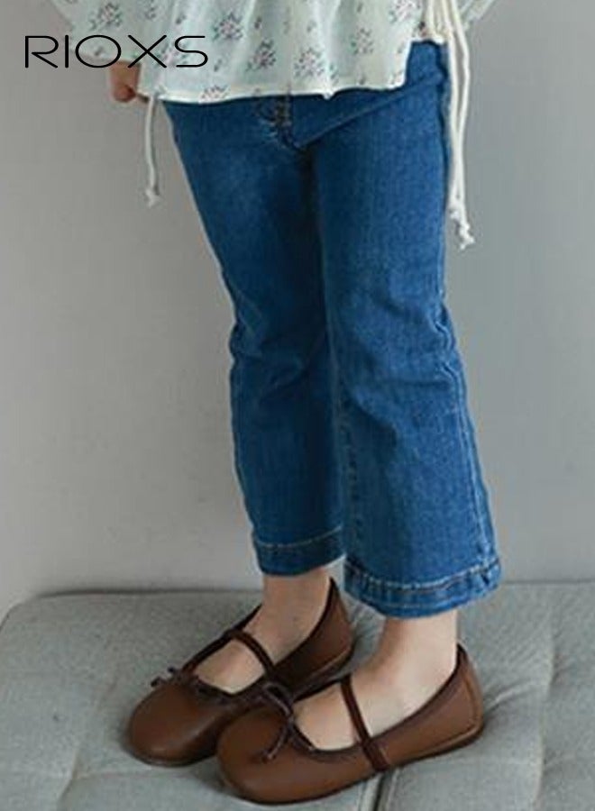 RIOXS Girls Casual Denim Pants, Fashionable Slim Fit Pants, Comfortable High Waist Cotton Jean, Ideal for Kids' Daily Activities - Image 3