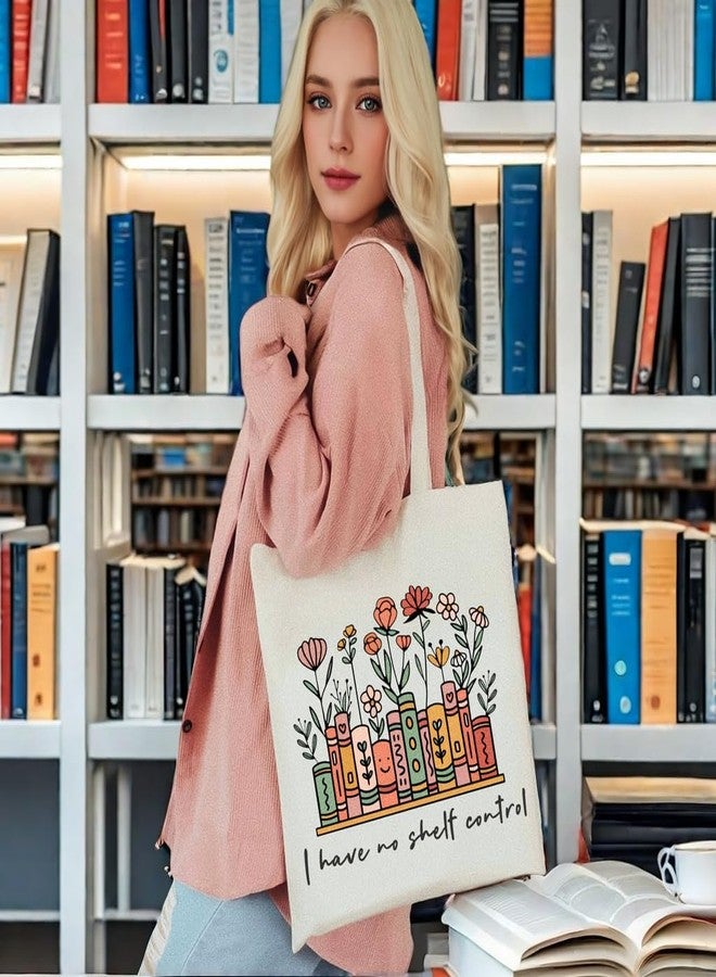 Glowave Book Lovers Gifts, Funny Bookish Gifts, Canvas Book Bags for Women, Cute Tote Bag for Readers (shelf control) - Image 4