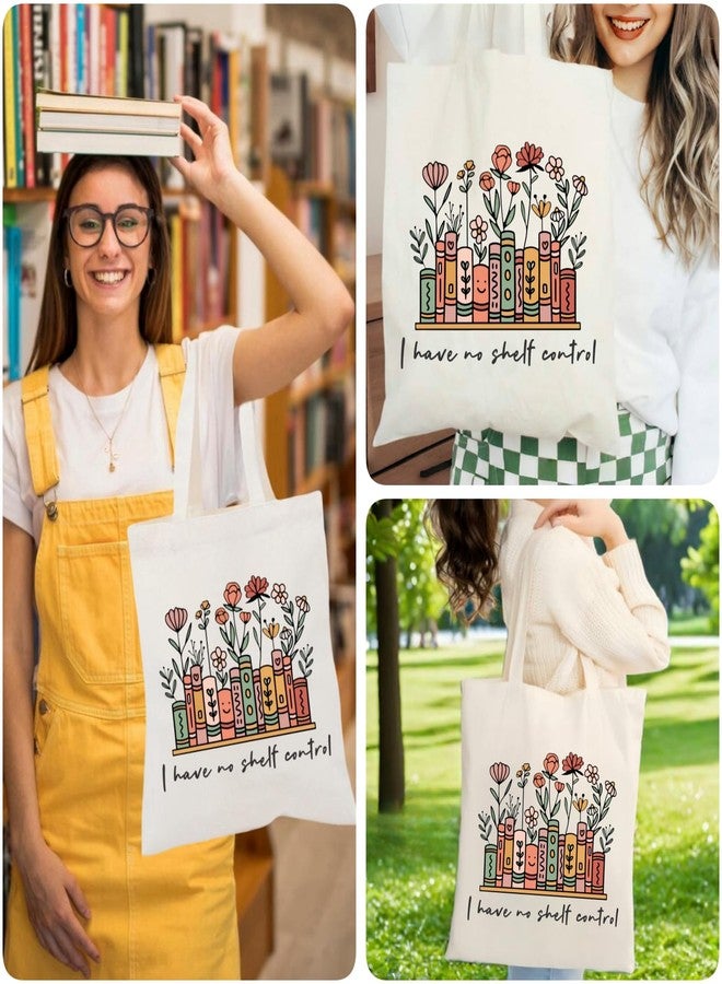 Glowave Book Lovers Gifts, Funny Bookish Gifts, Canvas Book Bags for Women, Cute Tote Bag for Readers (shelf control) - Image 3