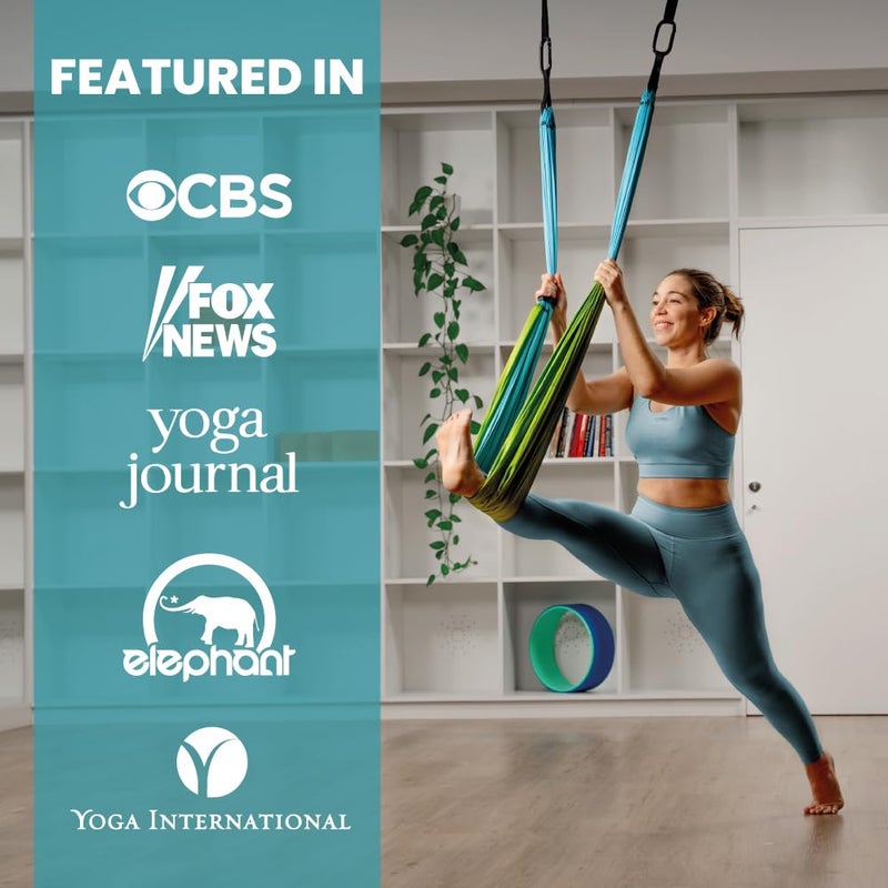 Yoga Trapeze مجموعة أرجوحة اليوغا للتدريب في المنزل والخارج | إعداد سهل للقوة والتوازن وتخفيف آلام الظهر | أحزمة قابلة للتعديل وسعة 600 رطل، تشمل حقيبة حمل ودروس عبر الإنترنت، أكوا - Image 4