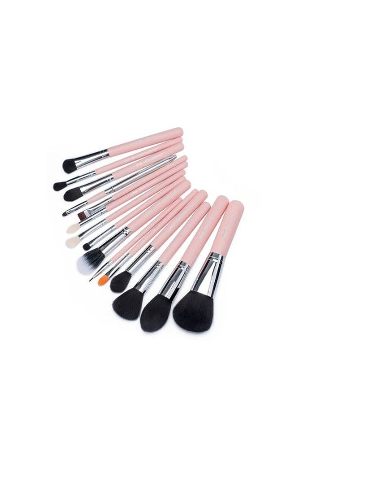 Jessup Pink-Silver Essential Makeup Brush Set 15Pcs T094  - Image 1