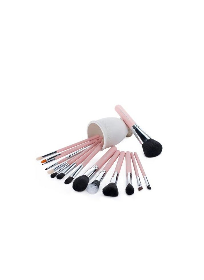 Jessup Pink-Silver Essential Makeup Brush Set 15Pcs T094  - Image 4