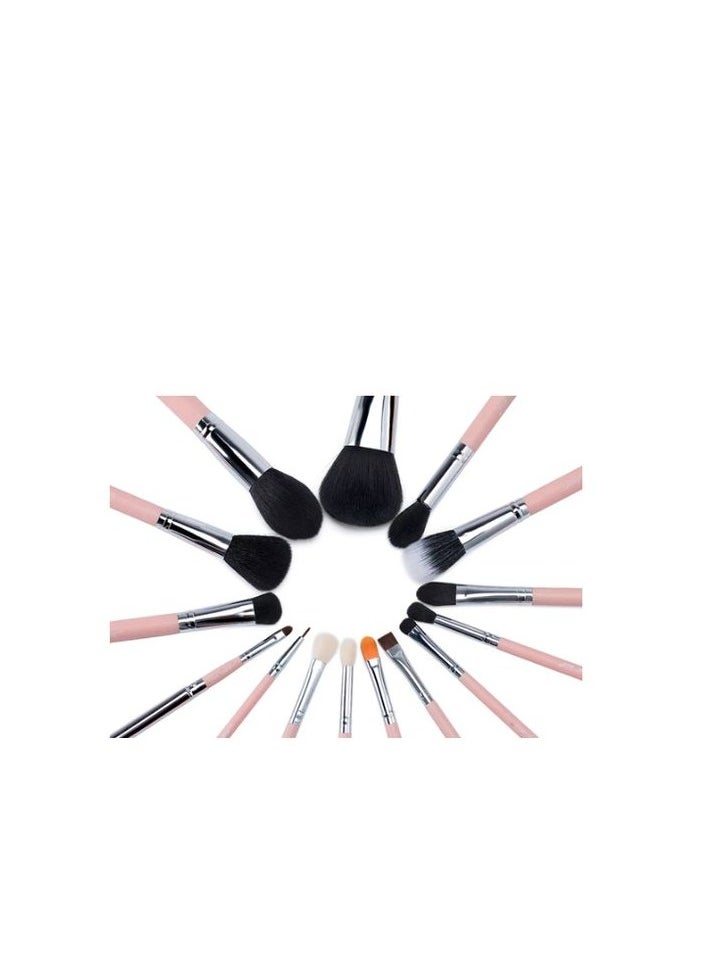 Jessup Pink-Silver Essential Makeup Brush Set 15Pcs T094  - Image 3