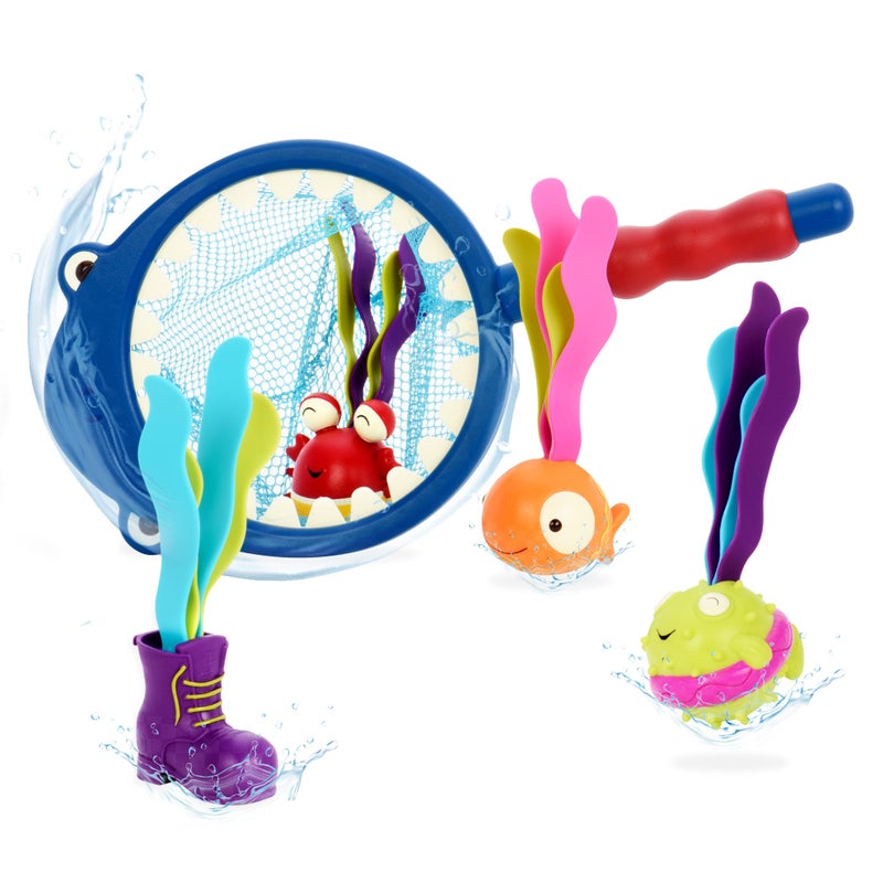 B. Toys مجموعة ألعاب بركة السباحة من B toys مع سمكة القرش Finley و 4 وجبات خفيفة تشجع على اللعب النشط والتنسيق وسهولة الإمساك ومواد خالية من القلق لعبة مائية ممتعة للأطفال بعمر 3 سنوات - Image 3