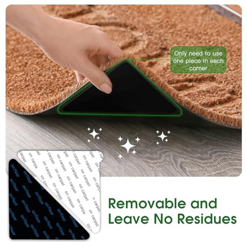 Qukaka 12+2PCS Non Skid Rug Backing for Hardwood Floors and Tiles,Reusable and Washable Non Slip Rug Pads,Rug Tape Hardwood Floor No Damage,Home Decor Apartment Essentials Carpet Tape for Area Rugs - Image 3