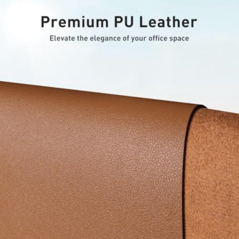 PU Leather Desk Pad Protector Waterproof, Non-Slip Office Desk Mat with Suede Backing Writing and Mouse Pad for Home and Office Use Brown, 23.6" x 13.7" - Image 3