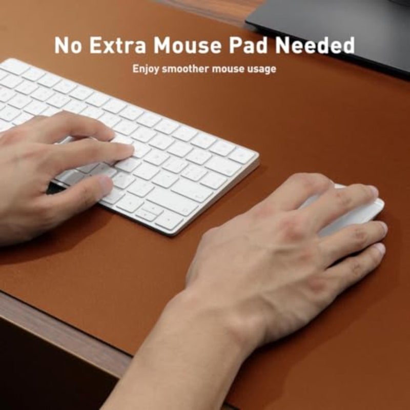 PU Leather Desk Pad Protector Waterproof, Non-Slip Office Desk Mat with Suede Backing Writing and Mouse Pad for Home and Office Use Brown, 23.6" x 13.7" - Image 5