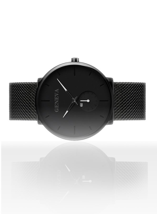 جنيفا ساعة رجالية مقاومة للماء، معدنية، أنالوج، 9185 - 39 مم - أسود - Image 3