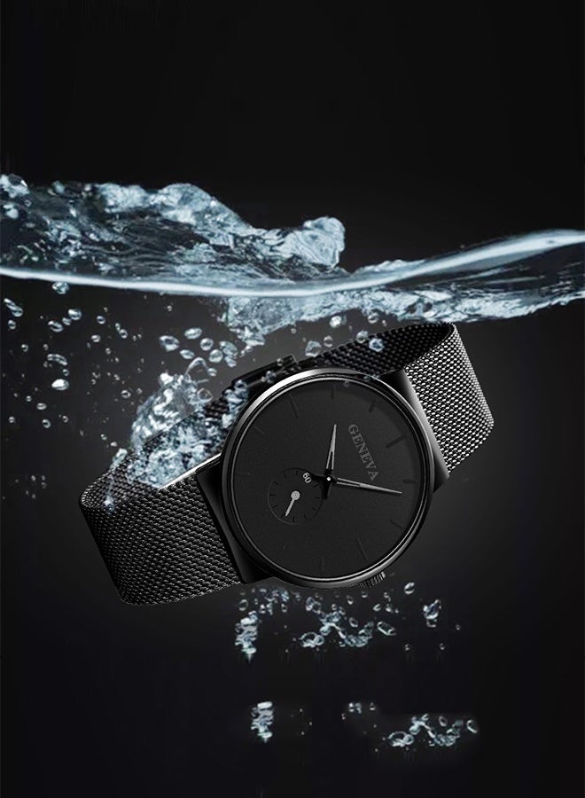 جنيفا ساعة رجالية مقاومة للماء، معدنية، أنالوج، 9185 - 39 مم - أسود - Image 4