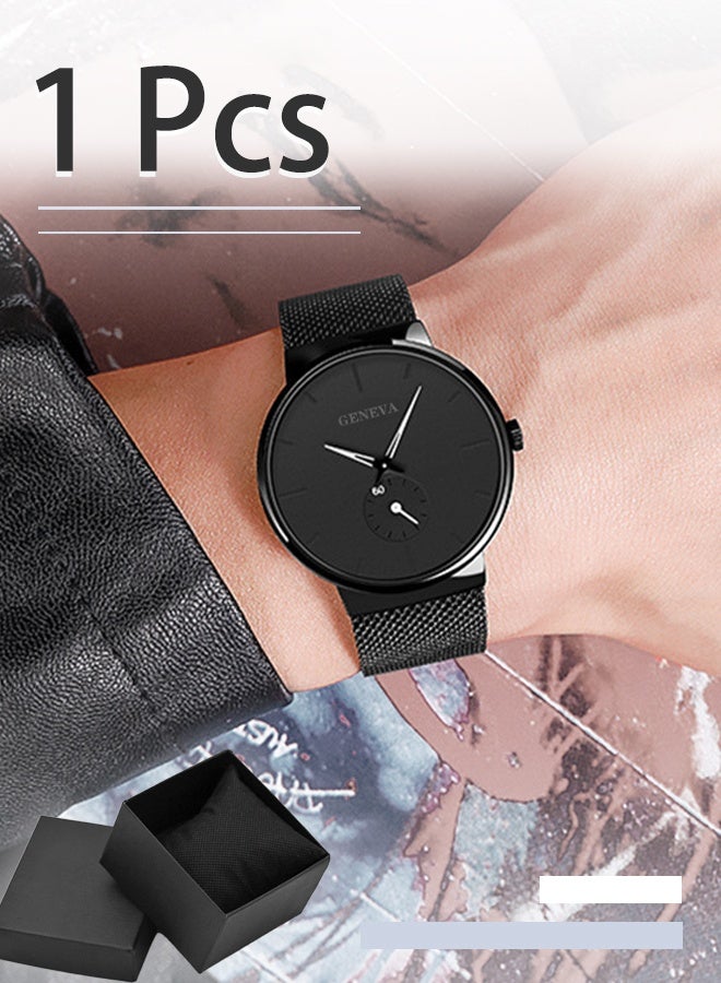 جنيفا ساعة رجالية مقاومة للماء، معدنية، أنالوج، 9185 - 39 مم - أسود - Image 1