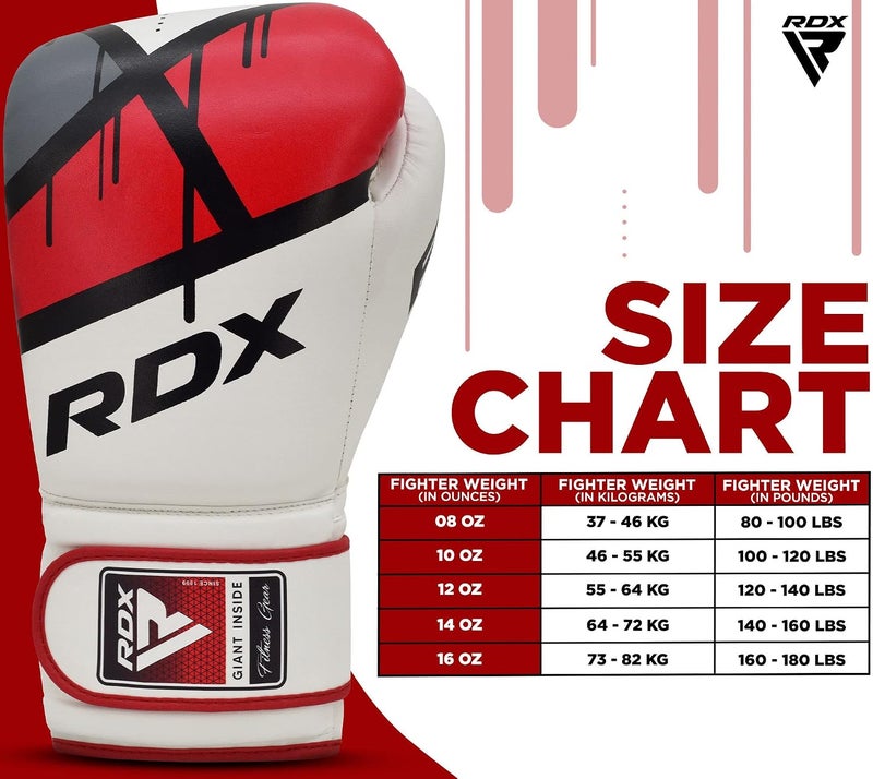 RDX EGO Series Boxing Gloves for Sparring, Muay Thai, and Kickboxing - Maya Hide Leather with Ventilated Palm and Long Wrist Support -14 OZ |Red (BGR-F7R-14oz) - Image 4