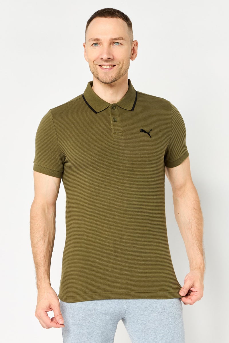 PUMA Men Slim Fit Short Sleeve Outdoor Polo Shirt, Olive - Image 1