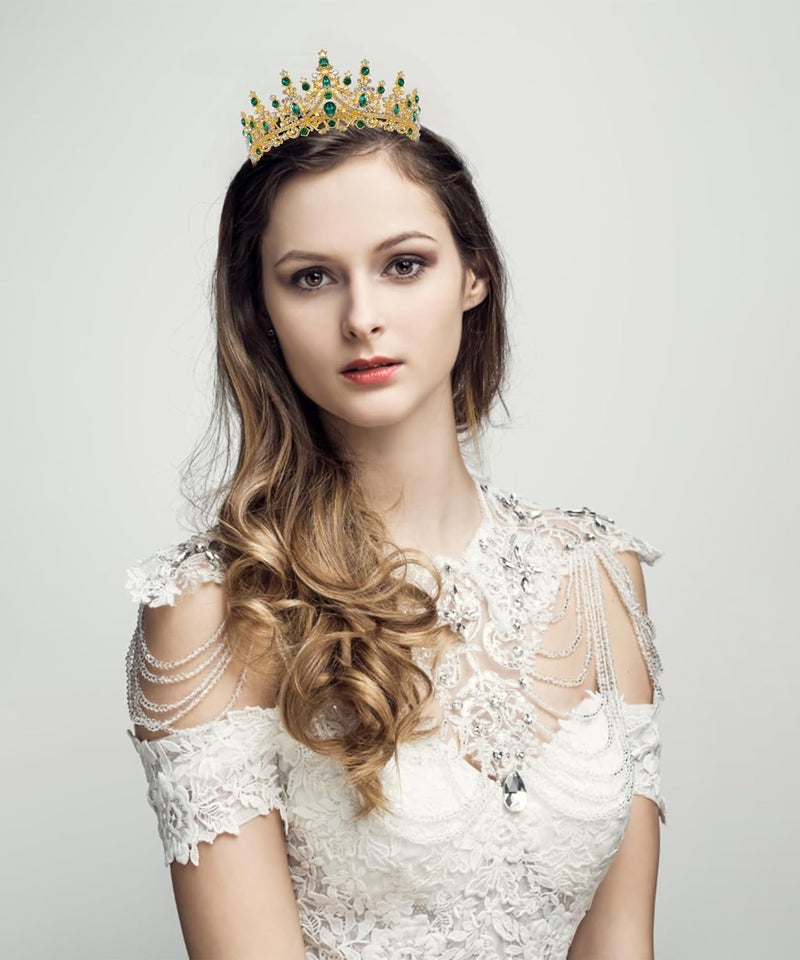 Cocide Green Tiaras for Women Crown for Women Emerald Quinceanera Dress Headbands for Girls Princess Halloween Cosplay Birthday Pageant Bride Headpieces Hair Accessories - Image 2