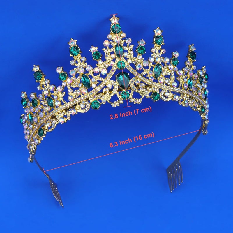 Cocide Green Tiaras for Women Crown for Women Emerald Quinceanera Dress Headbands for Girls Princess Halloween Cosplay Birthday Pageant Bride Headpieces Hair Accessories - Image 5