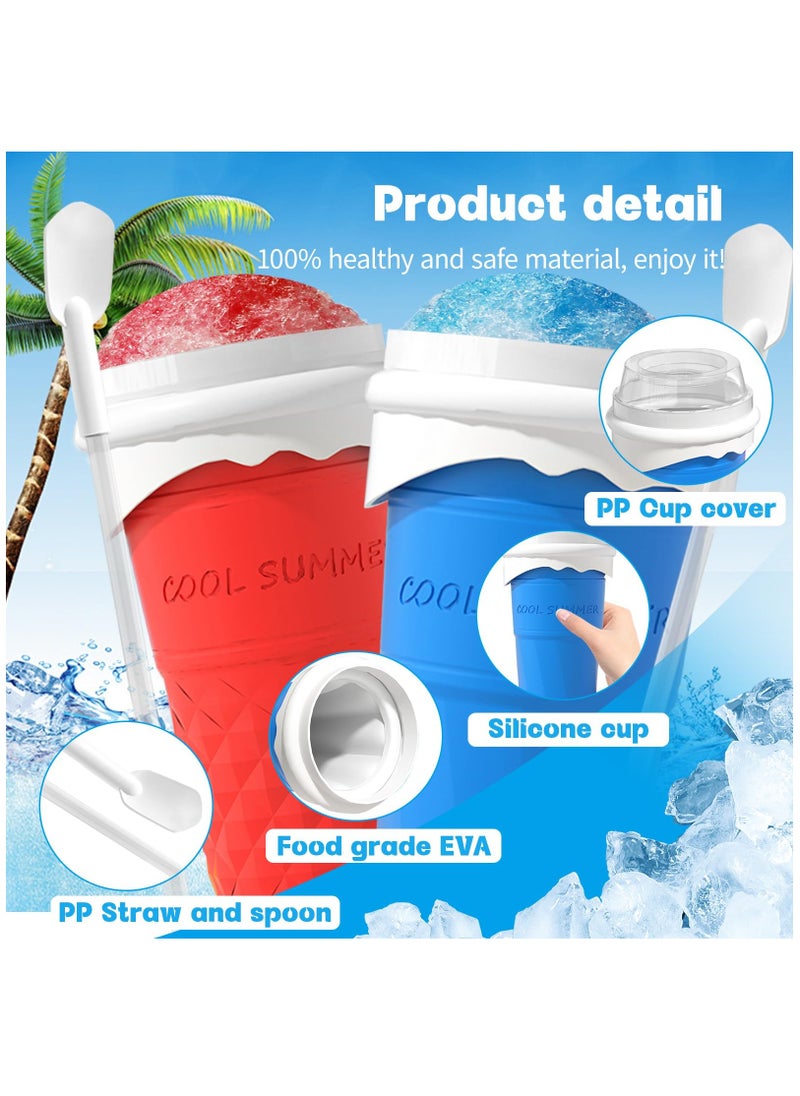 Excefore - 2Pcs Slushie Maker Cup, Quick Frozen Magic Cup Silicone Slushy Cup 500ml Smoothies Squeeze Cup with Lid for Cola, Milk Shake, Fruit Juice - Image 1
