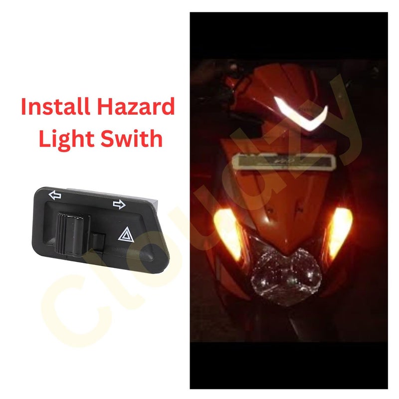 Cloudzy Universal Parking Hazard Switch With Indicator Switch Motorcycle Warning Light Switch (3) - Image 2