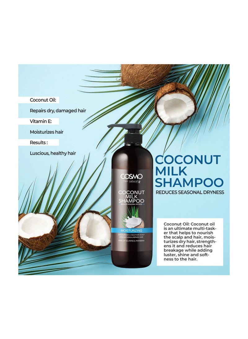 COSMO - Coconut Milk Shampoo Moisturizing  Free Of Sulfates And Parabens 1000 Ml - Image 1