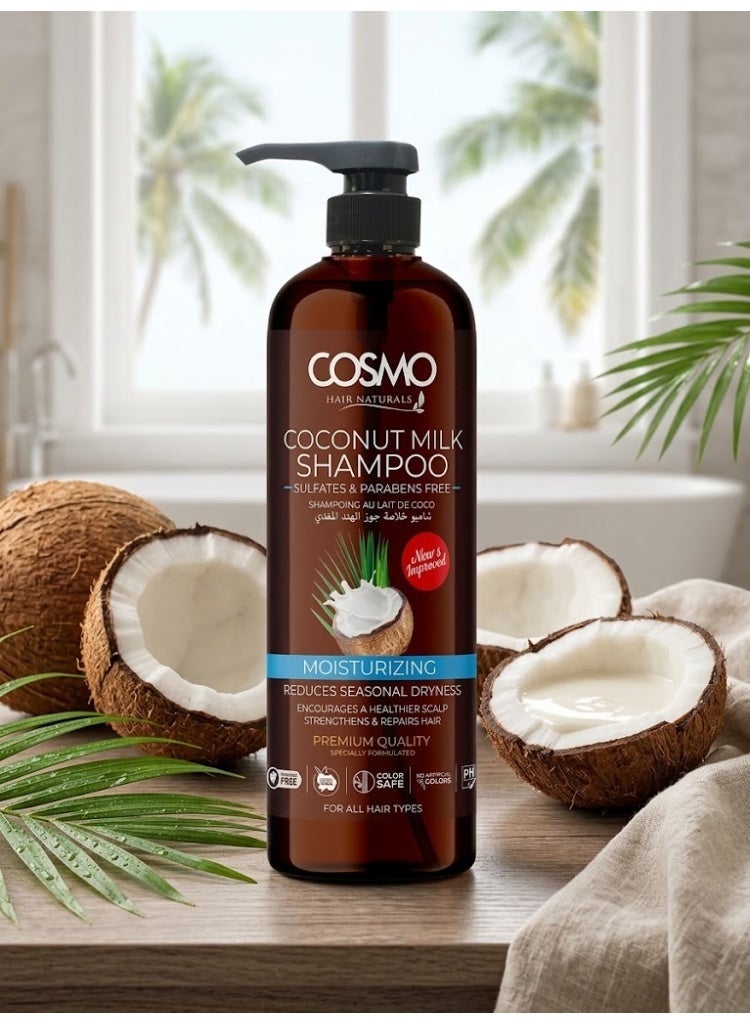 COSMO Coconut Milk Shampoo Moisturizing  Free Of Sulfates And Parabens 1000 Ml - Image 2