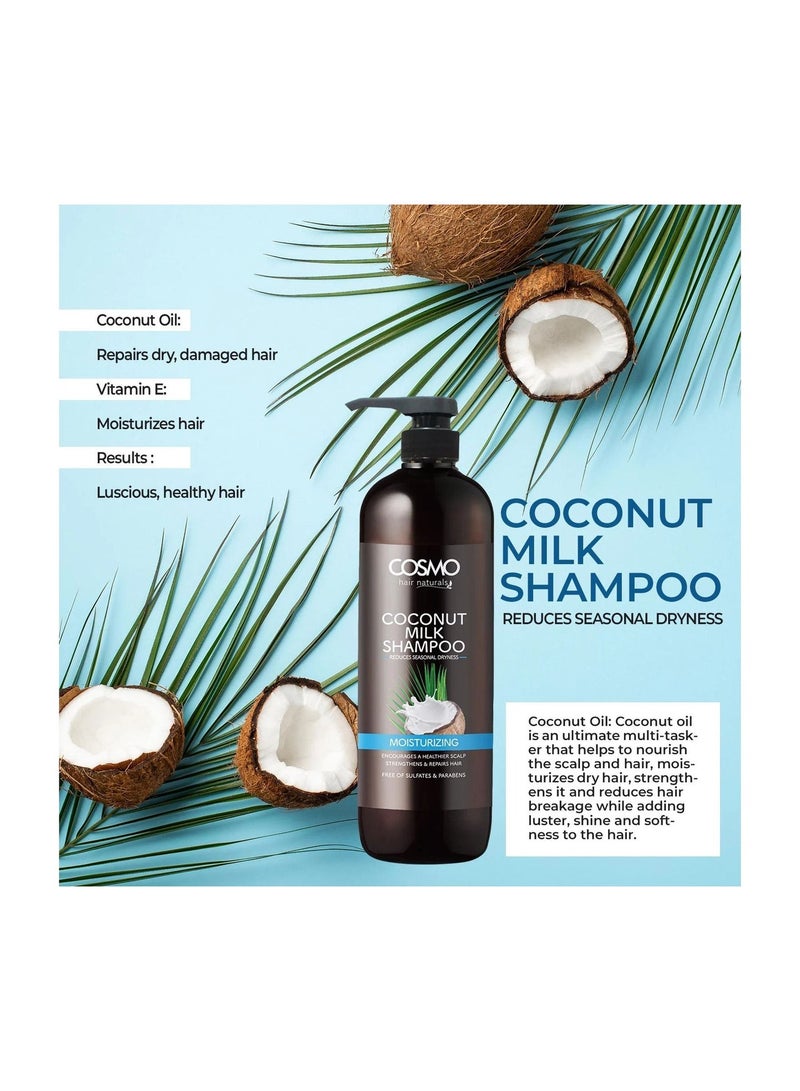 COSMO Coconut Milk Shampoo Moisturizing  Free Of Sulfates And Parabens 1000 Ml - Image 4