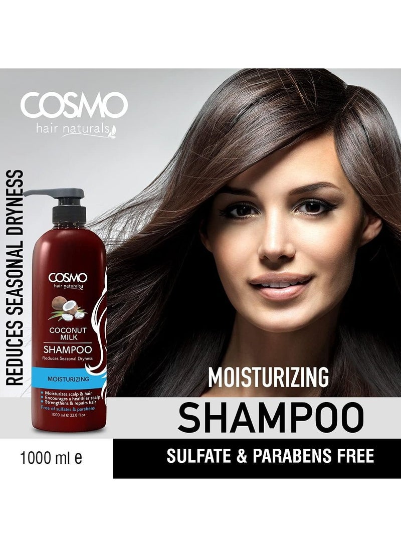 COSMO Coconut Milk Shampoo Moisturizing  Free Of Sulfates And Parabens 1000 Ml - Image 3