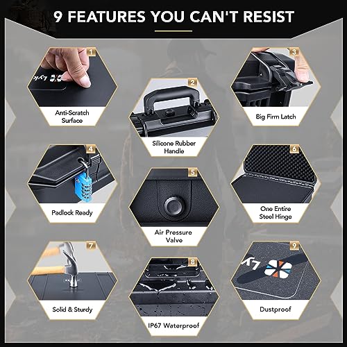Lykus HC-5020 Large Waterproof Hard Case with Foam, Interior Size 19.7x15.7x8.3 inch, Suitable for electronic equipment and more - Image 5