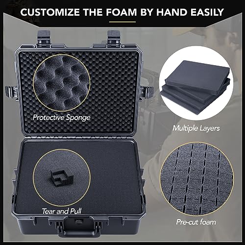 Lykus HC-5020 Large Waterproof Hard Case with Foam, Interior Size 19.7x15.7x8.3 inch, Suitable for electronic equipment and more - Image 2