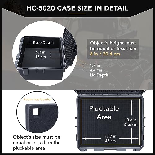 Lykus HC-5020 Large Waterproof Hard Case with Foam, Interior Size 19.7x15.7x8.3 inch, Suitable for electronic equipment and more - Image 3