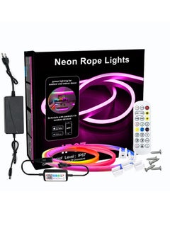 شريط إضاءة نيون RGB مرن من السيليكون، إضاءة محيطية بتأثير المياه المتدفقة، يتحكم به عبر البلوتوث والصوت، 5 أمتار