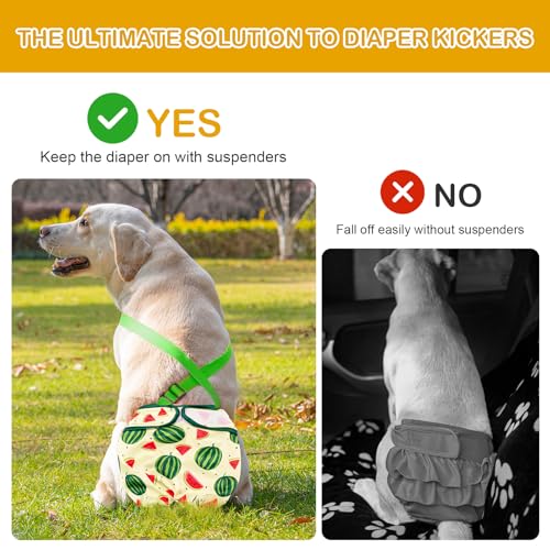 Avont 3 Pack Washable Female Dog Diaper with Suspender Reusable Girl Doggie Diapers for Small Medium Large Doggy in Heat Cycle Period Incontinence - Image 3