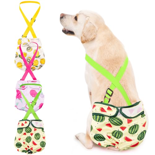 Avont 3 Pack Washable Female Dog Diaper with Suspender Reusable Girl Doggie Diapers for Small Medium Large Doggy in Heat Cycle Period Incontinence - Image 1