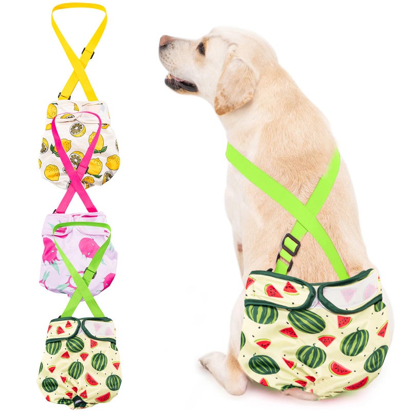 Avont 3 Pack Washable Female Dog Diaper with Suspender Reusable Girl Doggie Diapers for Small Medium Large Doggy in Heat Cycle Period Incontinence - Image 2