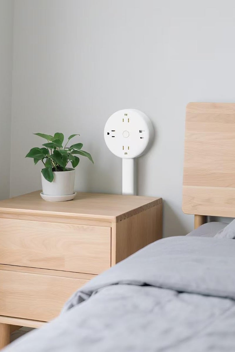 Extendable Outlet Extender Features USB-A/C,3 AC Electrical Outlet Extender Stick for Hard to Reach Spaces Extends 47-67cm,180° Rotating Electrical Outlet for Behind Couches,Nightstands (White) - Image 5