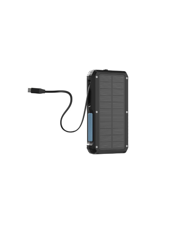 Powerology Power Bank 20000mAh Solar Wireless Charging PD 20W with 70mm Retractable Type-C/ 4-Device Charging / IP54 Water Resistant / 22.5W USB-A Output / Li-Polymer Battery / 5H Full-Charge Time / Multi-Mode Flashlight - Black  - Image 2