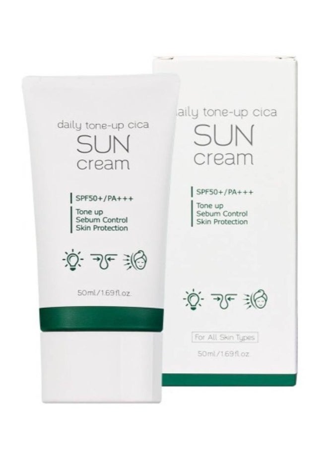 PRRETI - Pretty - Daily Tone Up Cica - Lightweight Brightening & Wrinkle Reducing Sunscreen SPF50 - 50 ml - Image 1