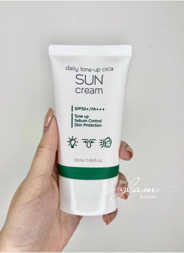 PRRETI - Pretty - Daily Tone Up Cica - Lightweight Brightening & Wrinkle Reducing Sunscreen SPF50 - 50 ml - Image 1