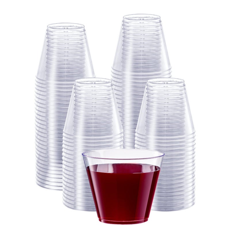 Clear Hard Plastic CupsTumblers 9 oz Squat  200 Count Small Disposable Party Cocktail Glasses