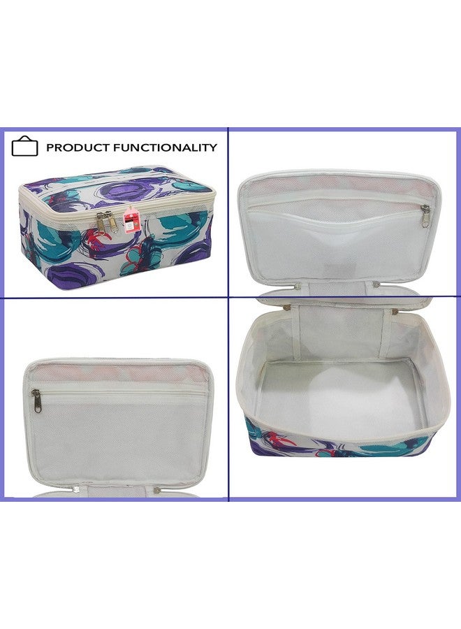 لوسيس صندوق تخزين مستحضرات التجميل النسائي من LUCES® مصنوع من القماش، حقيبة تخزين أدوات الزينة للسفر، حقيبة بسحاب لتنظيم أدوات التجميل وخزانة الملابس، حقيبة مجوهرات، عبوة من قطعتين، متعدد الألوان - Image 5