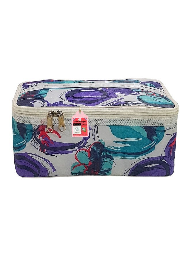 لوسيس صندوق تخزين مستحضرات التجميل النسائي من LUCES® مصنوع من القماش، حقيبة تخزين أدوات الزينة للسفر، حقيبة بسحاب لتنظيم أدوات التجميل وخزانة الملابس، حقيبة مجوهرات، عبوة من قطعتين، متعدد الألوان - Image 4