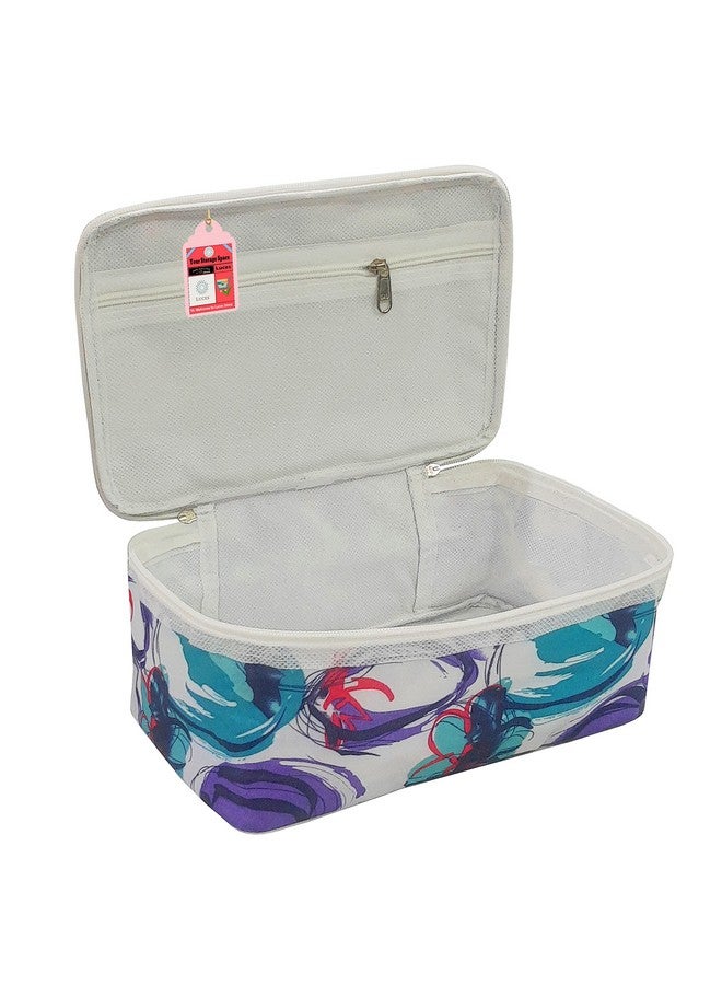 لوسيس صندوق تخزين مستحضرات التجميل النسائي من LUCES® مصنوع من القماش، حقيبة تخزين أدوات الزينة للسفر، حقيبة بسحاب لتنظيم أدوات التجميل وخزانة الملابس، حقيبة مجوهرات، عبوة من قطعتين، متعدد الألوان - Image 2