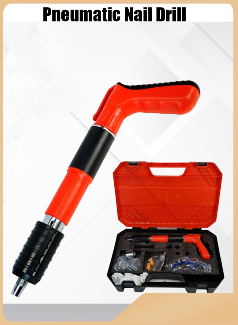 أداة تثبيت المسامير على الحائط مع 5 قطع مسامير دائرية، أداة مسدس مسامير فولاذية يدوية، مسدس مسامير خرسانية، آلة صغيرة محمولة لإطلاق المسامير مع صندوق أدوات - أحمر - Image 1