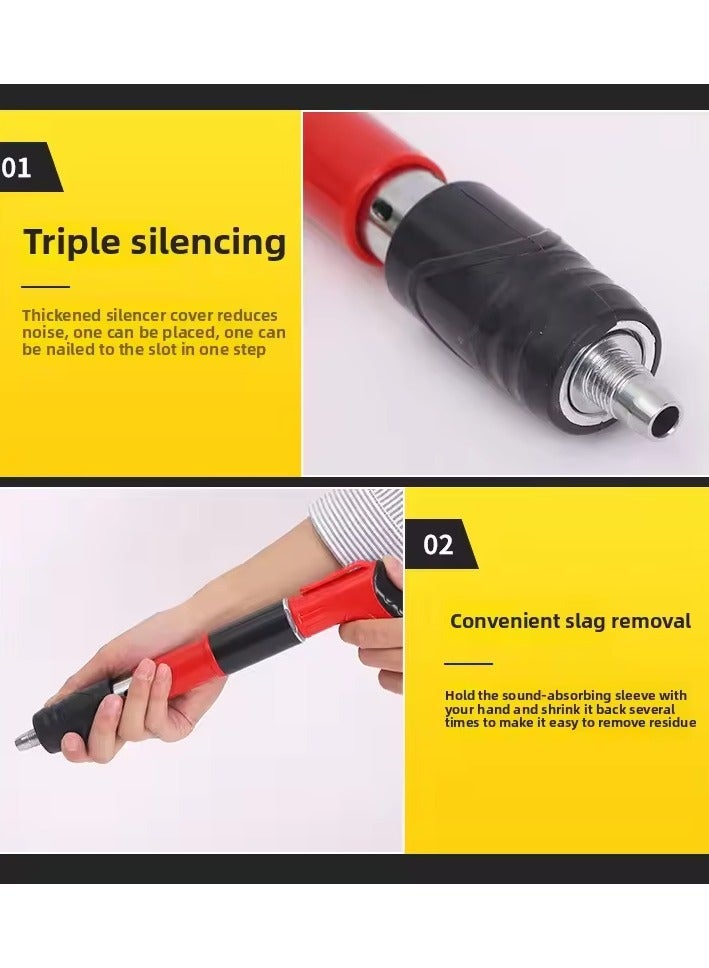 أداة تثبيت المسامير على الحائط مع 5 قطع مسامير دائرية، أداة مسدس مسامير فولاذية يدوية، مسدس مسامير خرسانية، آلة صغيرة محمولة لإطلاق المسامير مع صندوق أدوات - أحمر - Image 4